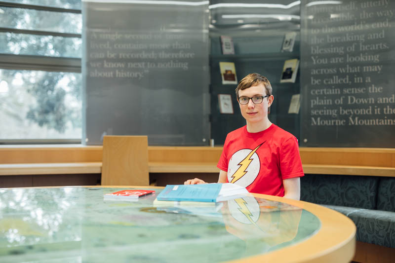 Image of student in the CS Lewis Room