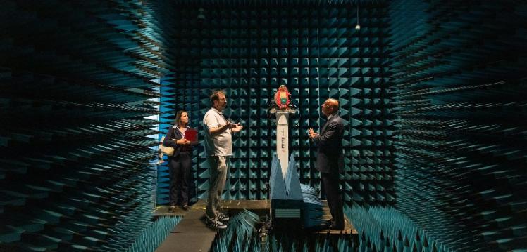 Nadhim Zahawi tour of ECIT, anechoic chamber