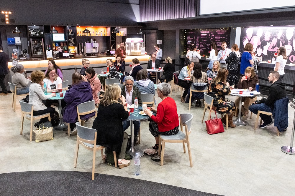 Mental Health Awareness Week 2023 - panel discussion attendees seated with refreshments in the QFT foyer