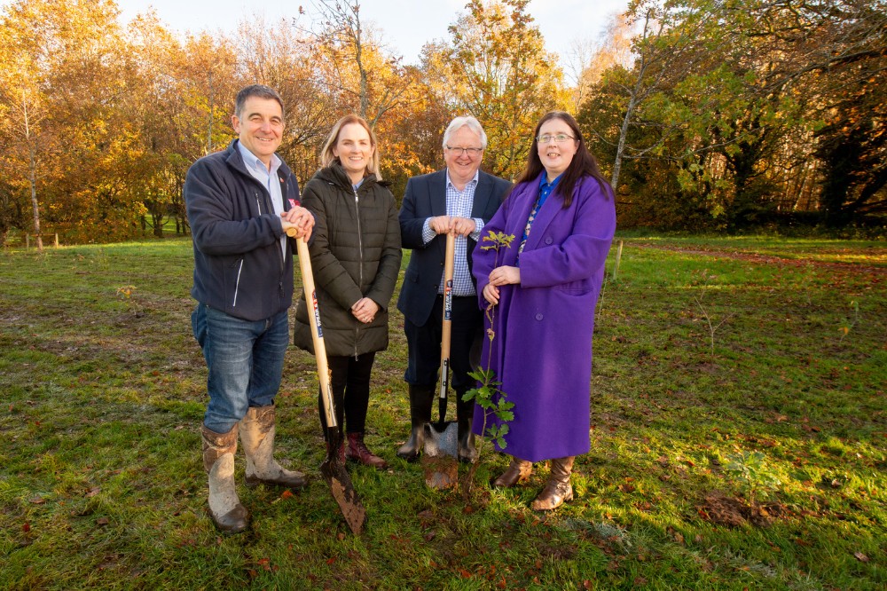 Belfast Deputy Lord Mayor with Paul Wallace, Sara Lynch and Michael Alcorn at the tree planting at Malone Playing Fields, November 2022